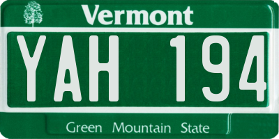 VT license plate YAH194
