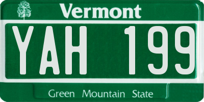 VT license plate YAH199
