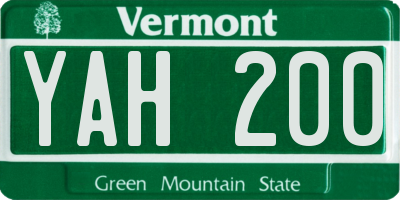 VT license plate YAH200