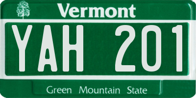 VT license plate YAH201