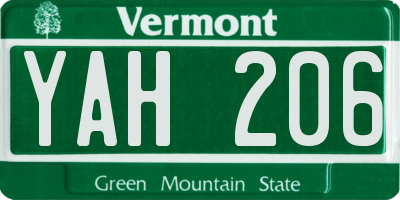 VT license plate YAH206