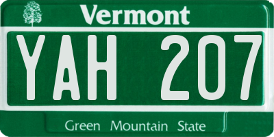 VT license plate YAH207