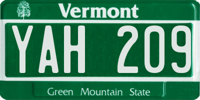 VT license plate YAH209