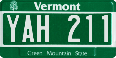 VT license plate YAH211
