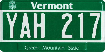 VT license plate YAH217