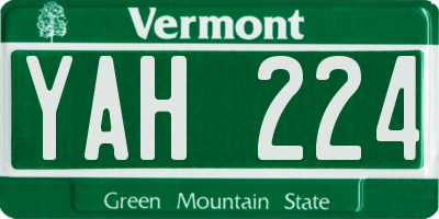 VT license plate YAH224