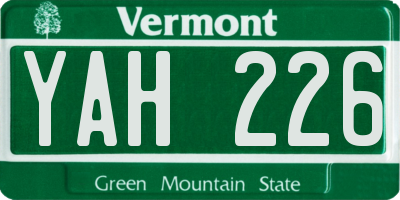 VT license plate YAH226