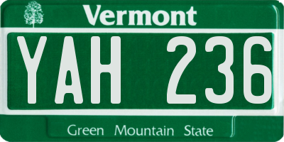 VT license plate YAH236