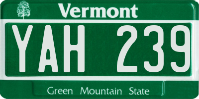 VT license plate YAH239