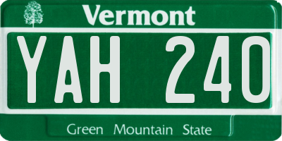 VT license plate YAH240