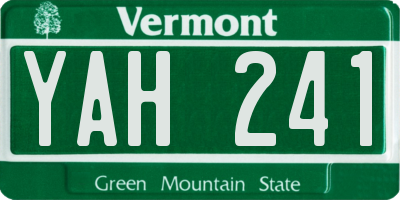 VT license plate YAH241