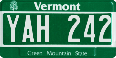 VT license plate YAH242