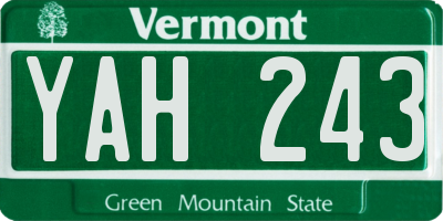 VT license plate YAH243