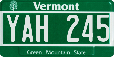 VT license plate YAH245