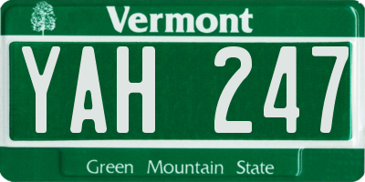 VT license plate YAH247