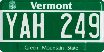 VT license plate YAH249