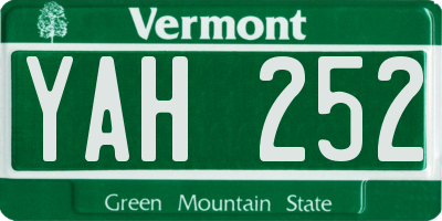 VT license plate YAH252