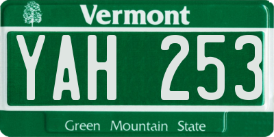 VT license plate YAH253