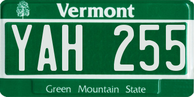 VT license plate YAH255