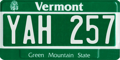 VT license plate YAH257