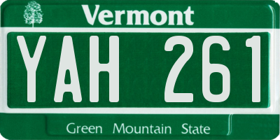 VT license plate YAH261