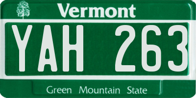 VT license plate YAH263
