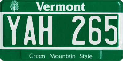 VT license plate YAH265