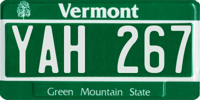 VT license plate YAH267