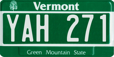 VT license plate YAH271