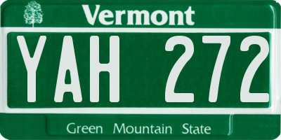 VT license plate YAH272