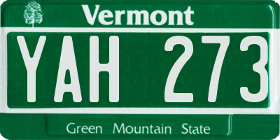 VT license plate YAH273