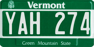 VT license plate YAH274