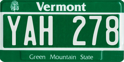 VT license plate YAH278