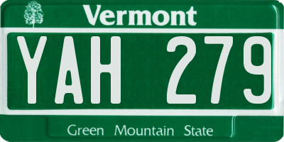 VT license plate YAH279