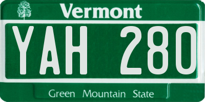 VT license plate YAH280