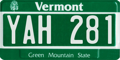VT license plate YAH281