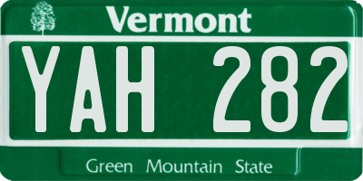 VT license plate YAH282