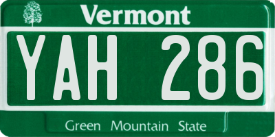 VT license plate YAH286
