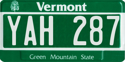 VT license plate YAH287