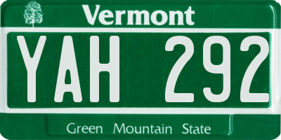 VT license plate YAH292