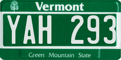 VT license plate YAH293