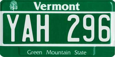 VT license plate YAH296