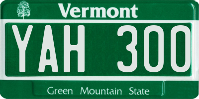 VT license plate YAH300
