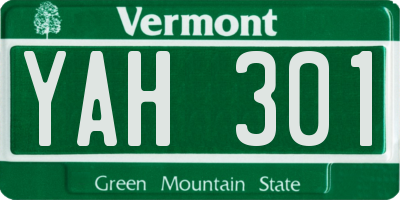 VT license plate YAH301