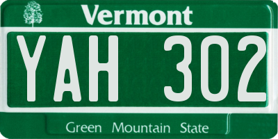 VT license plate YAH302