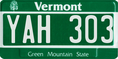 VT license plate YAH303