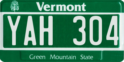 VT license plate YAH304