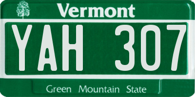 VT license plate YAH307