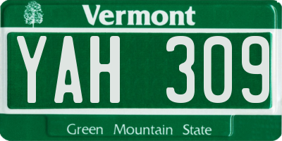 VT license plate YAH309