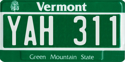 VT license plate YAH311